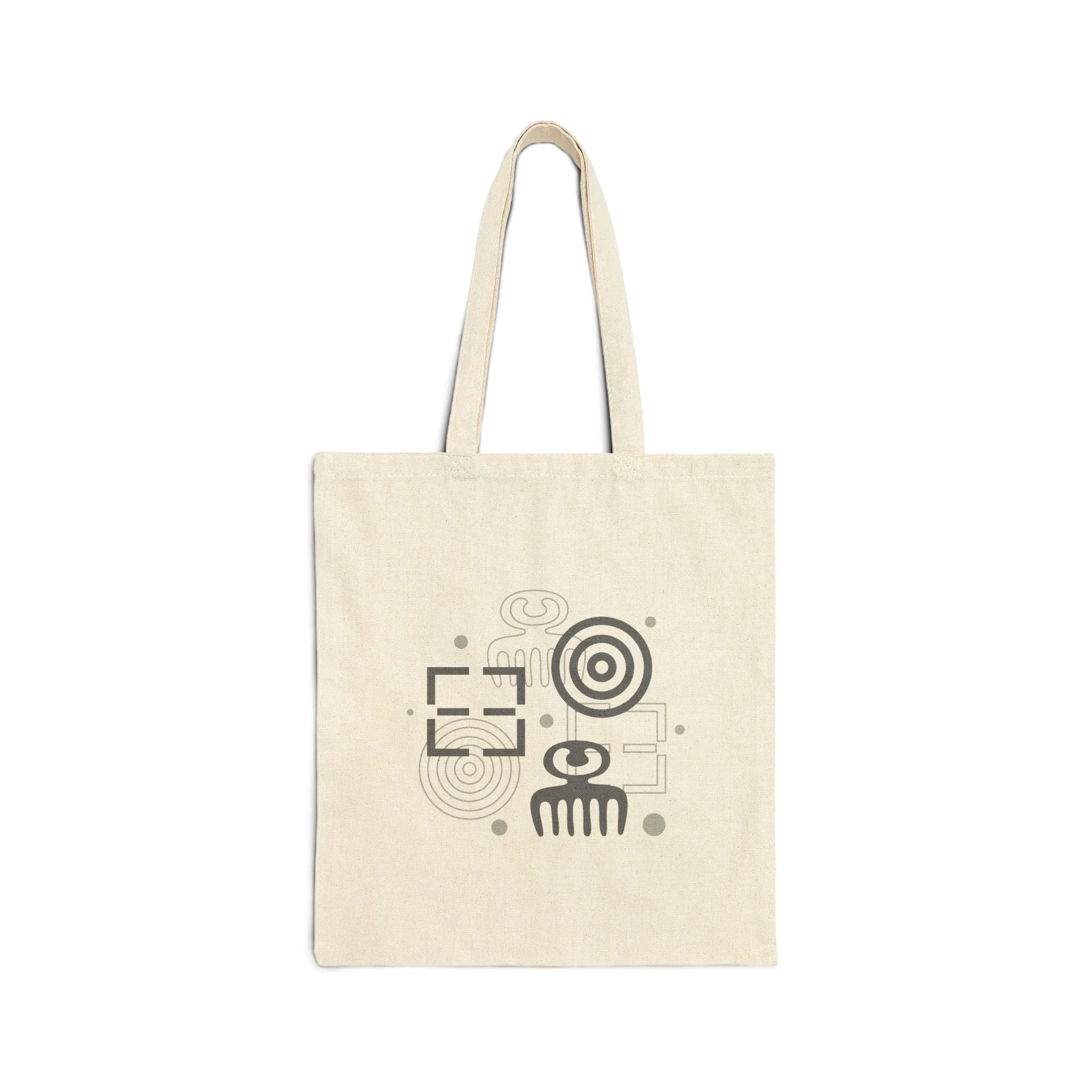 Adinkra Cotton Canvas Tote Bag - Eco-Friendly Reusable Grocery & Shopping Bag