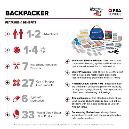 Adventure Medical Kits Mountain Series, Backpacker Medical Kit - 96 Pieces