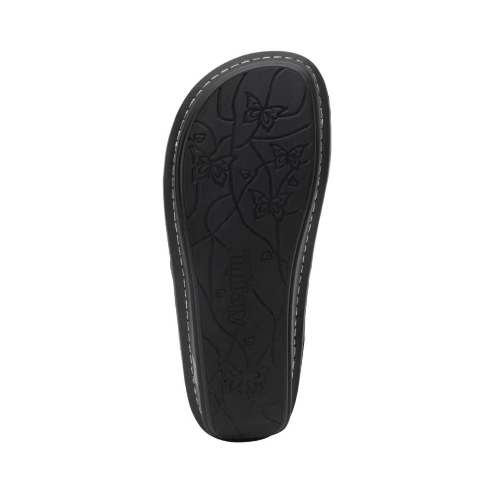 Alegria Women's Vanya Buckle Slide Sandal (Noir)