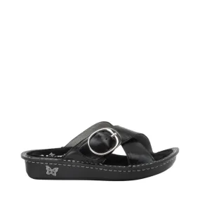 Alegria Women's Vanya Buckle Slide Sandal (Noir)