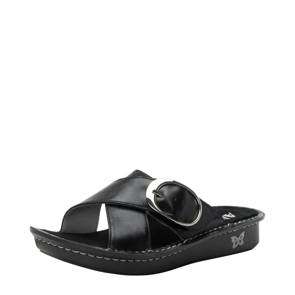 Alegria Women's Vanya Buckle Slide Sandal (Noir)