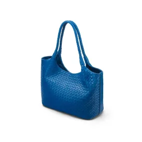 Anya Woven Leather Shoulder Bag - Cobalt