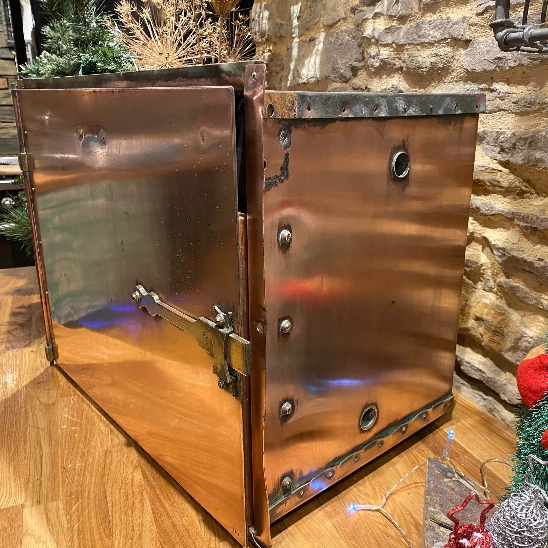 Beautiful French copper medical sterilising cabinet