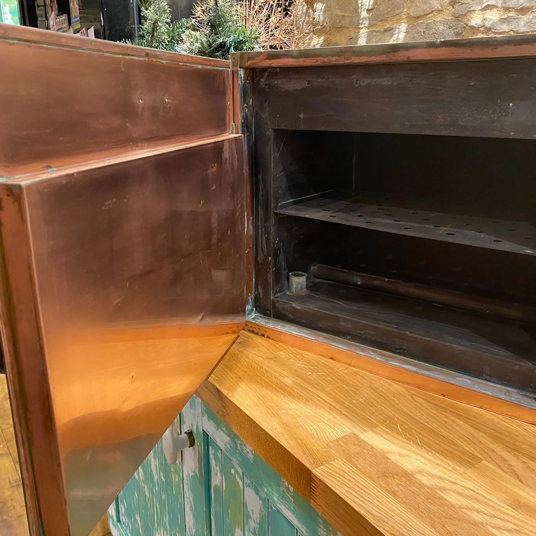 Beautiful French copper medical sterilising cabinet