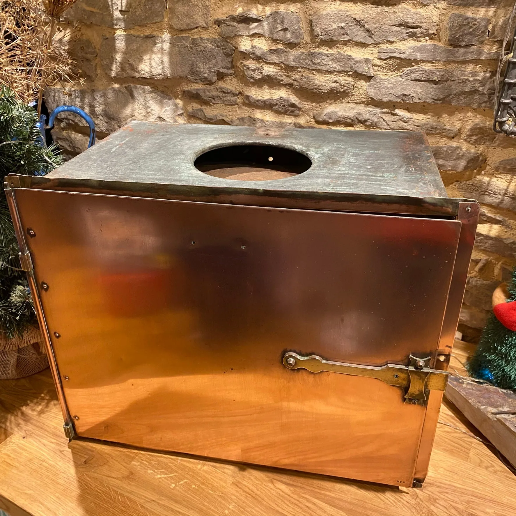 Beautiful French copper medical sterilising cabinet