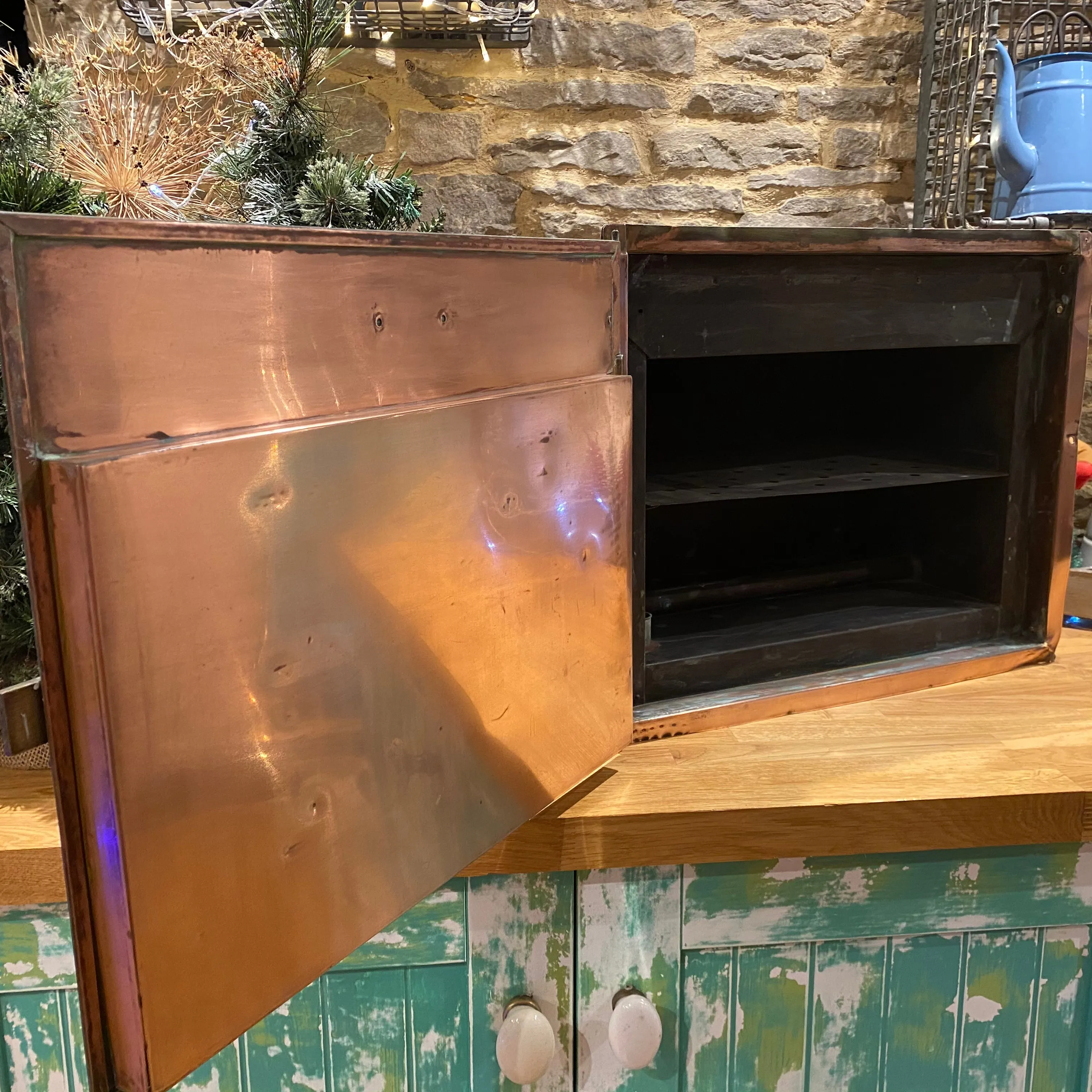 Beautiful French copper medical sterilising cabinet