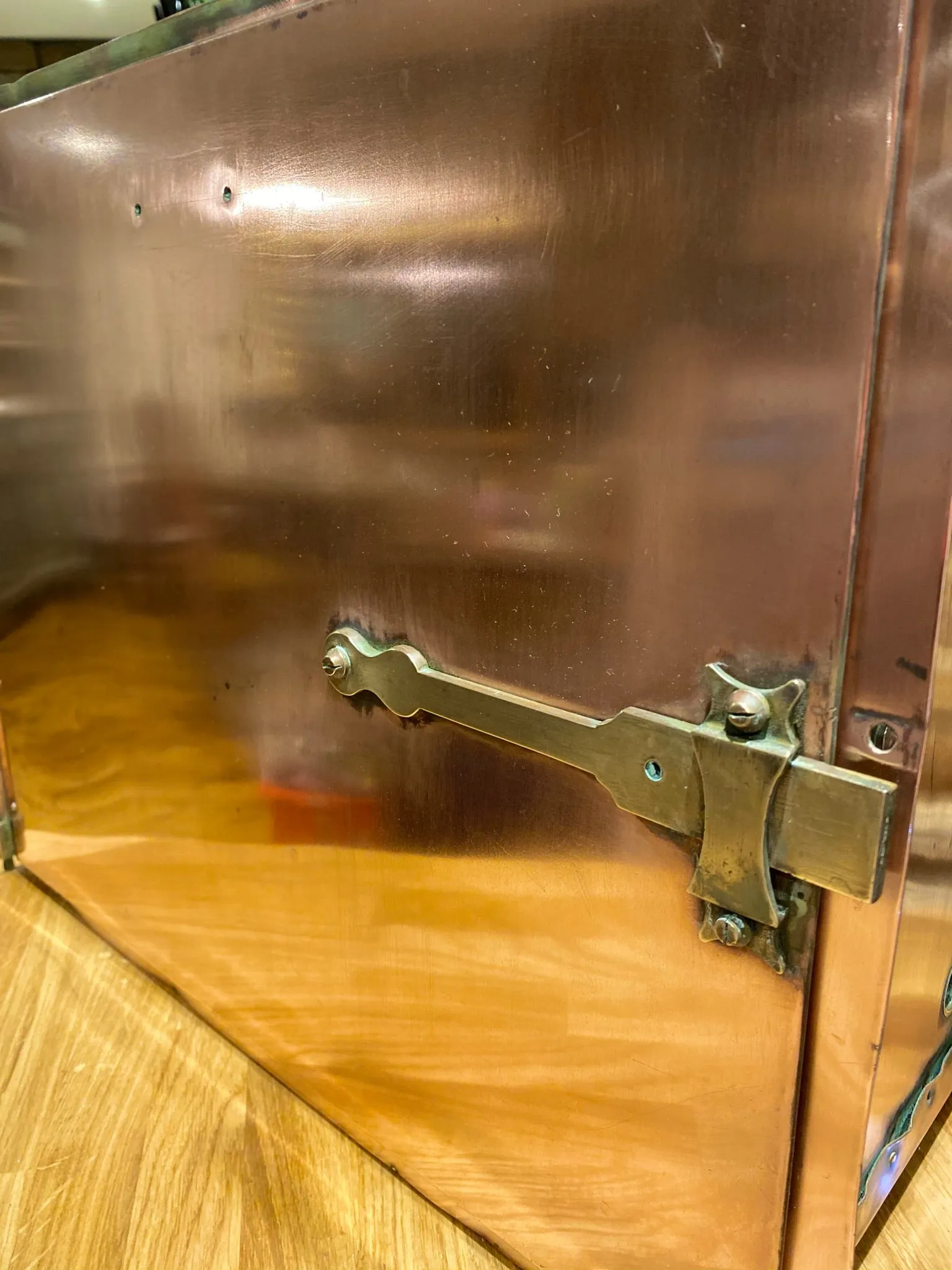 Beautiful French copper medical sterilising cabinet
