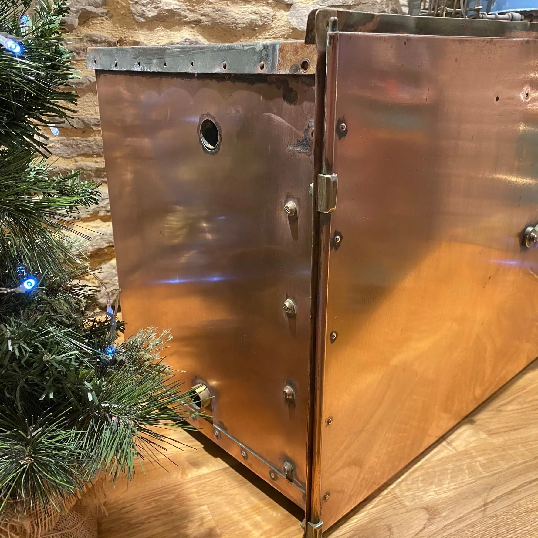 Beautiful French copper medical sterilising cabinet
