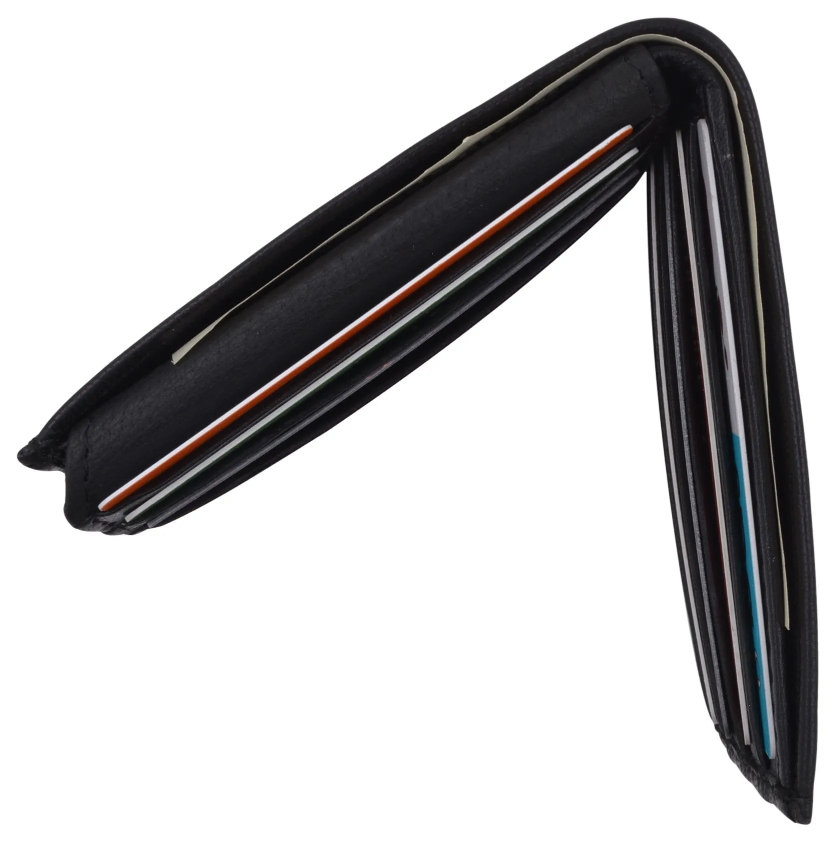 Boys Slim Flap Up ID Card Bifold Leather Wallet K400