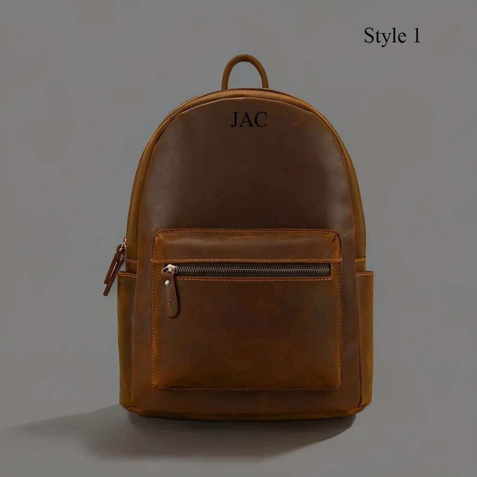 Brown leather backpack men