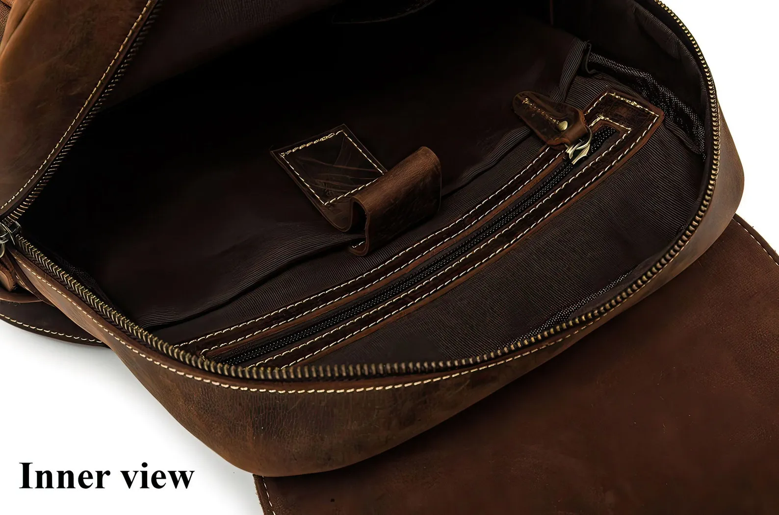 Brown leather backpack men