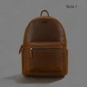 Brown leather backpack men