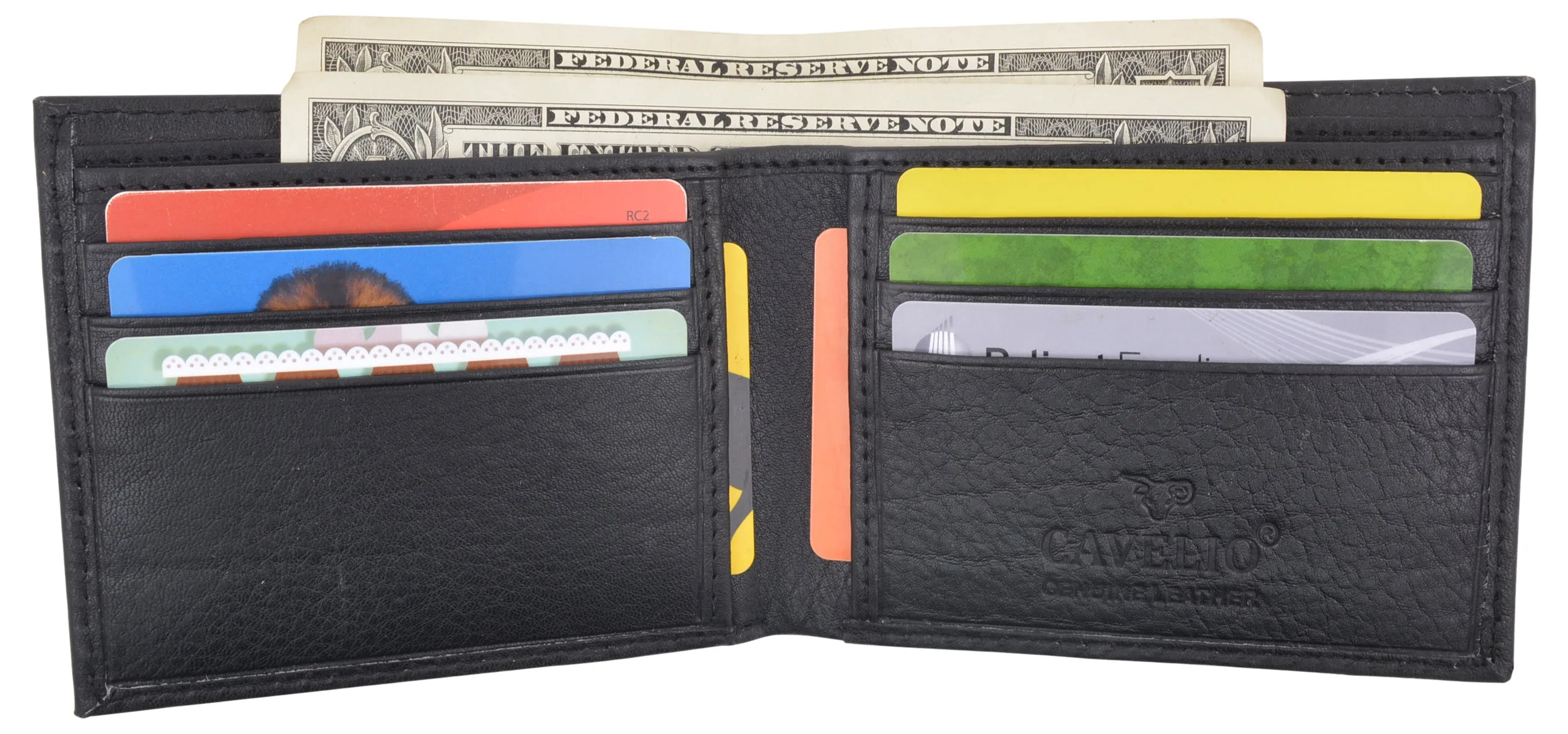 Cavelio Premium Leather Men's Slim Thin Classic Bifold Wallet 401158