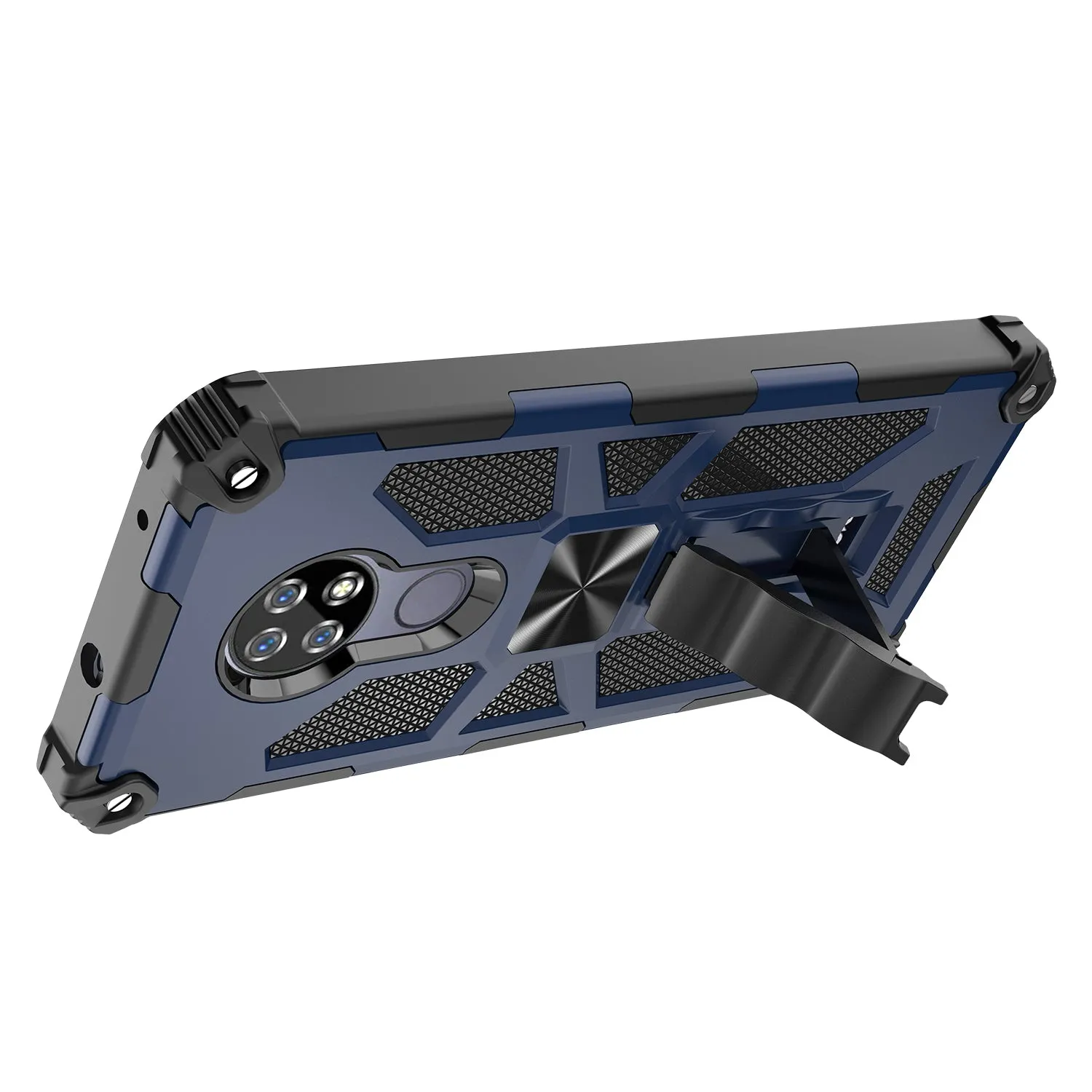 Cricket Ovation Case/AT&T Radiant Max Case [Military Grade] Ring Car Mount Kickstand Hybrid Hard PC Soft TPU Shockproof Protective Case - Blue