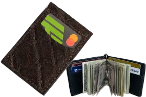 Dark Brown Elephant Bifold Slim Profile Wallet With Money Clip