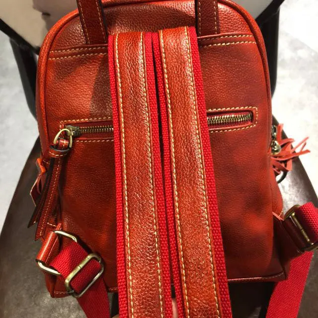Designer Womens Leather Rucksack Backpack Purse with Fringe for Women