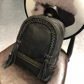 Designer Womens Leather Rucksack Backpack Purse with Fringe for Women