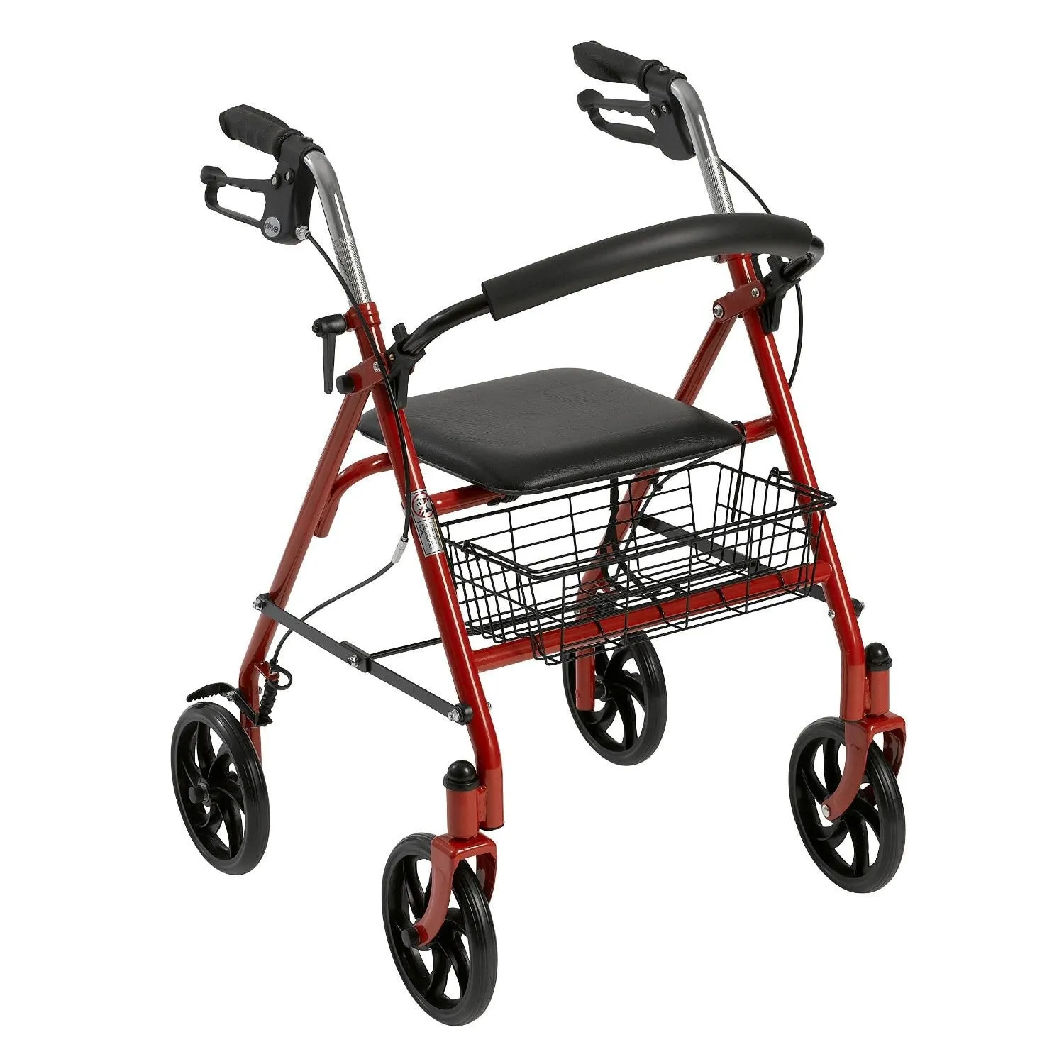 Drive Medical Four Wheel Rollator Walker with Fold Up Removable Back Support - 300 lbs. Weight Capacity, Red