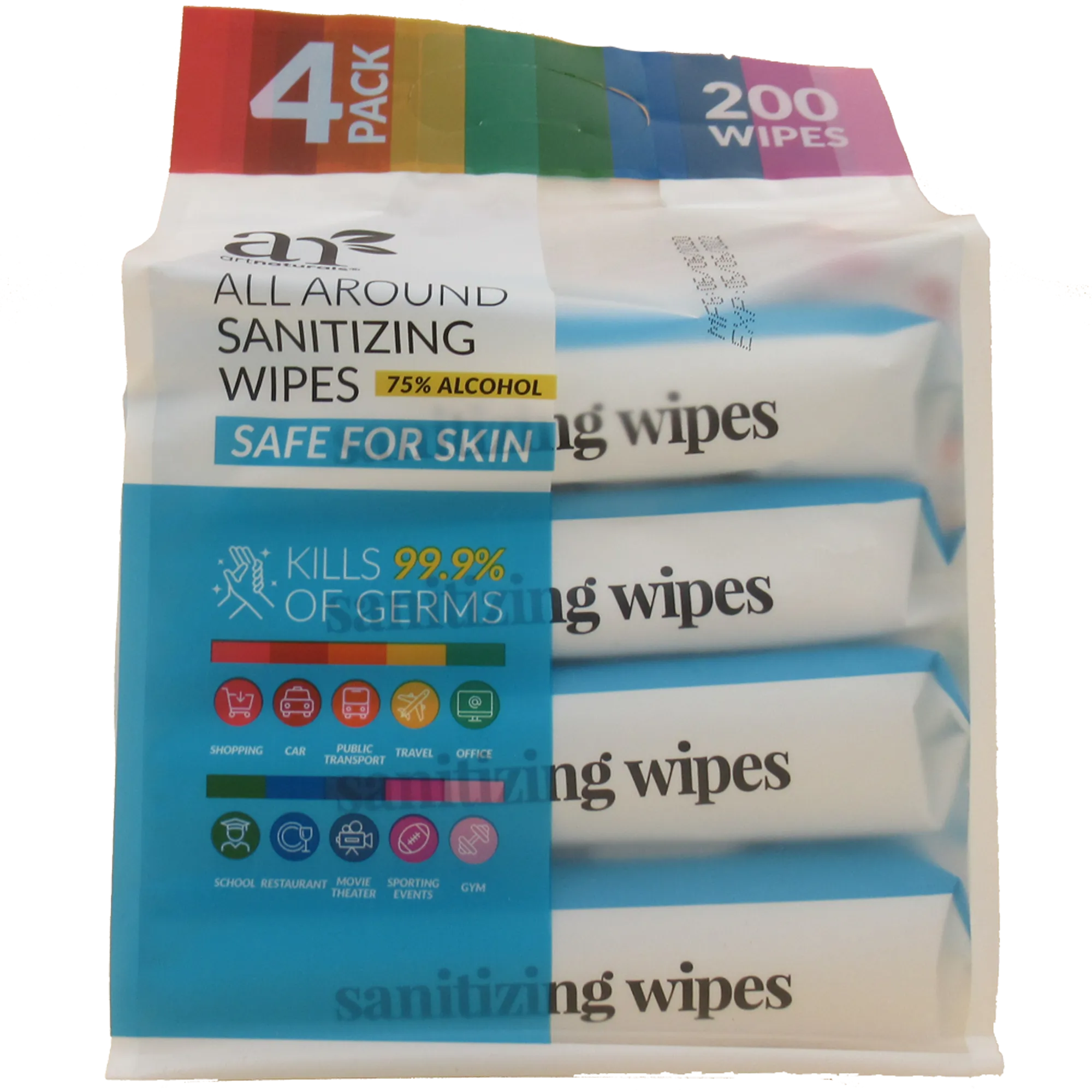 Emerson Ecologics LLC Sanitizer Wipes 75% Alcohol - 4 Pack
