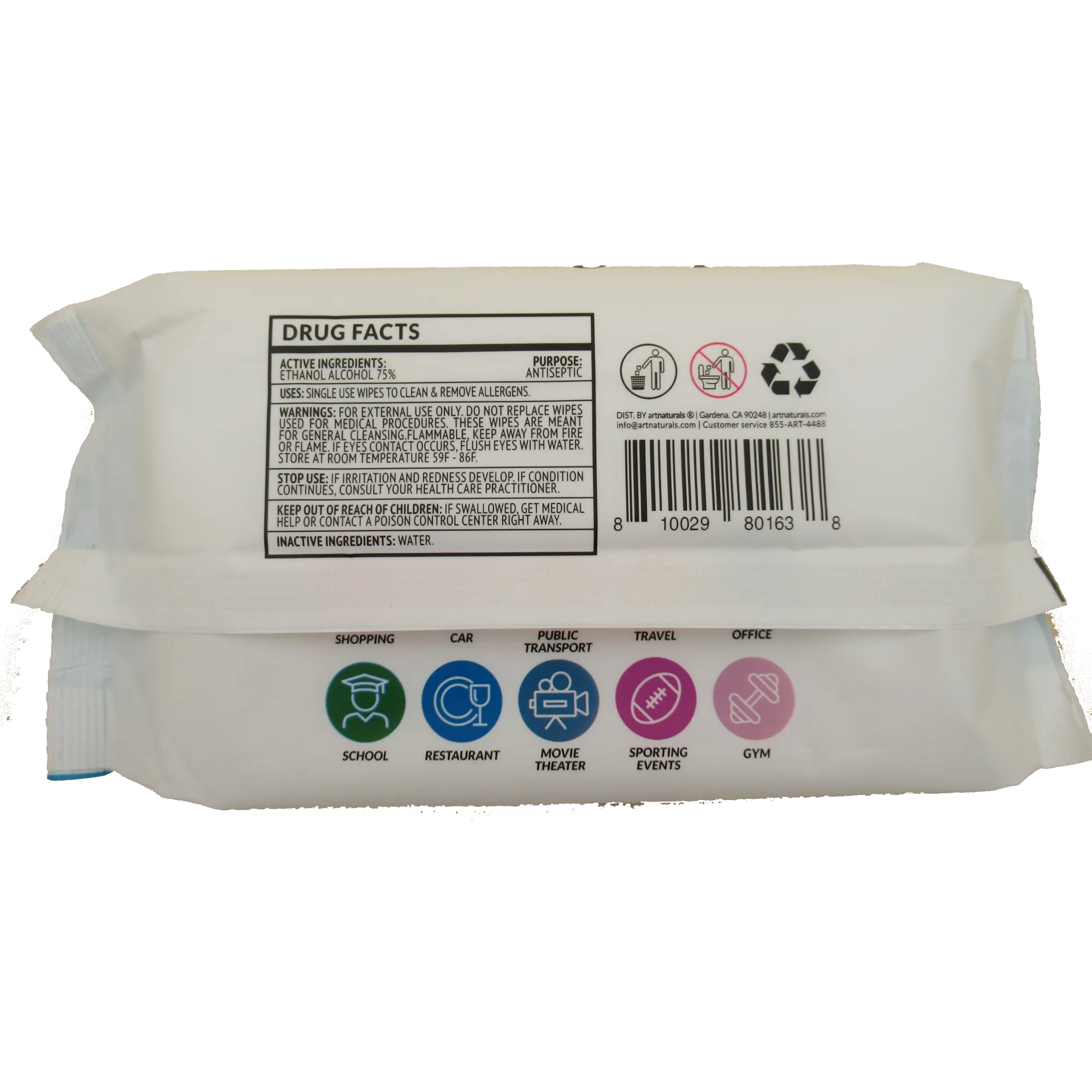 Emerson Ecologics LLC Sanitizer Wipes 75% Alcohol - 4 Pack