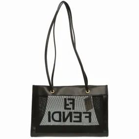 FENDI mesh leather black tote bag 0142