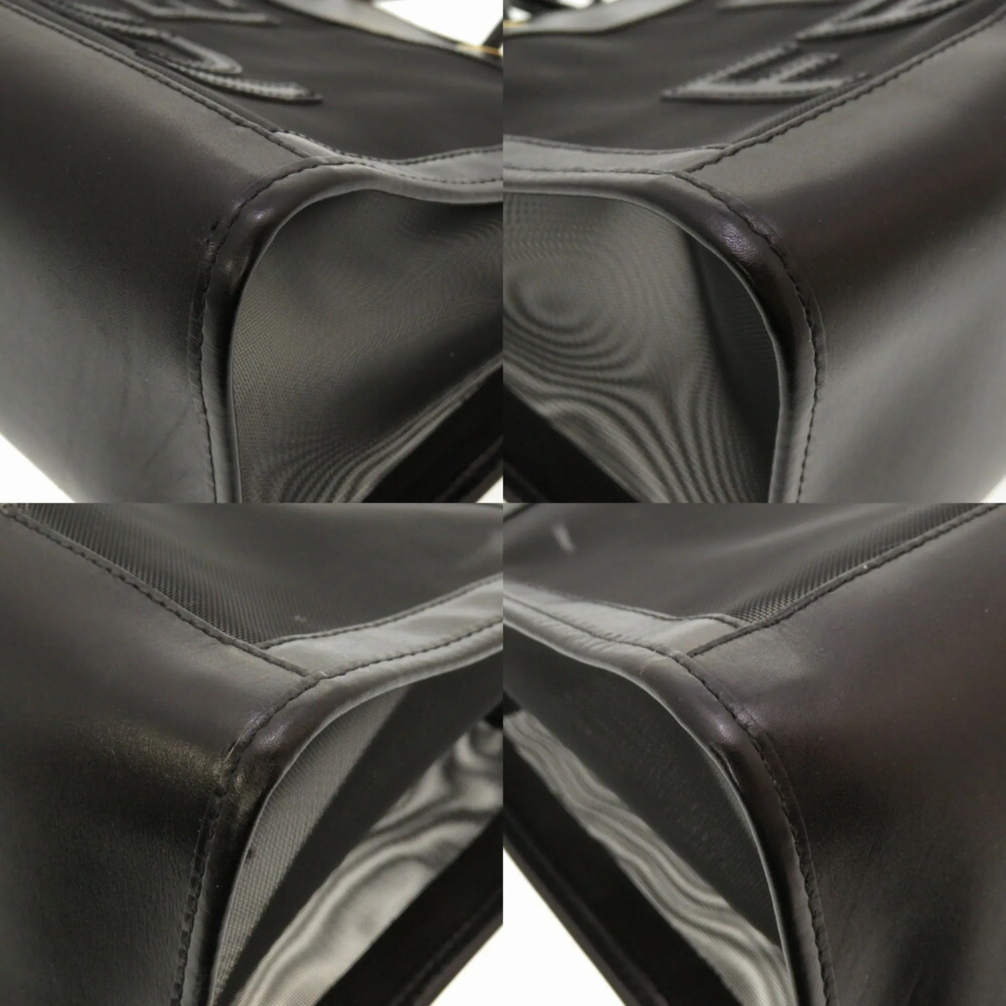 FENDI mesh leather black tote bag 0142
