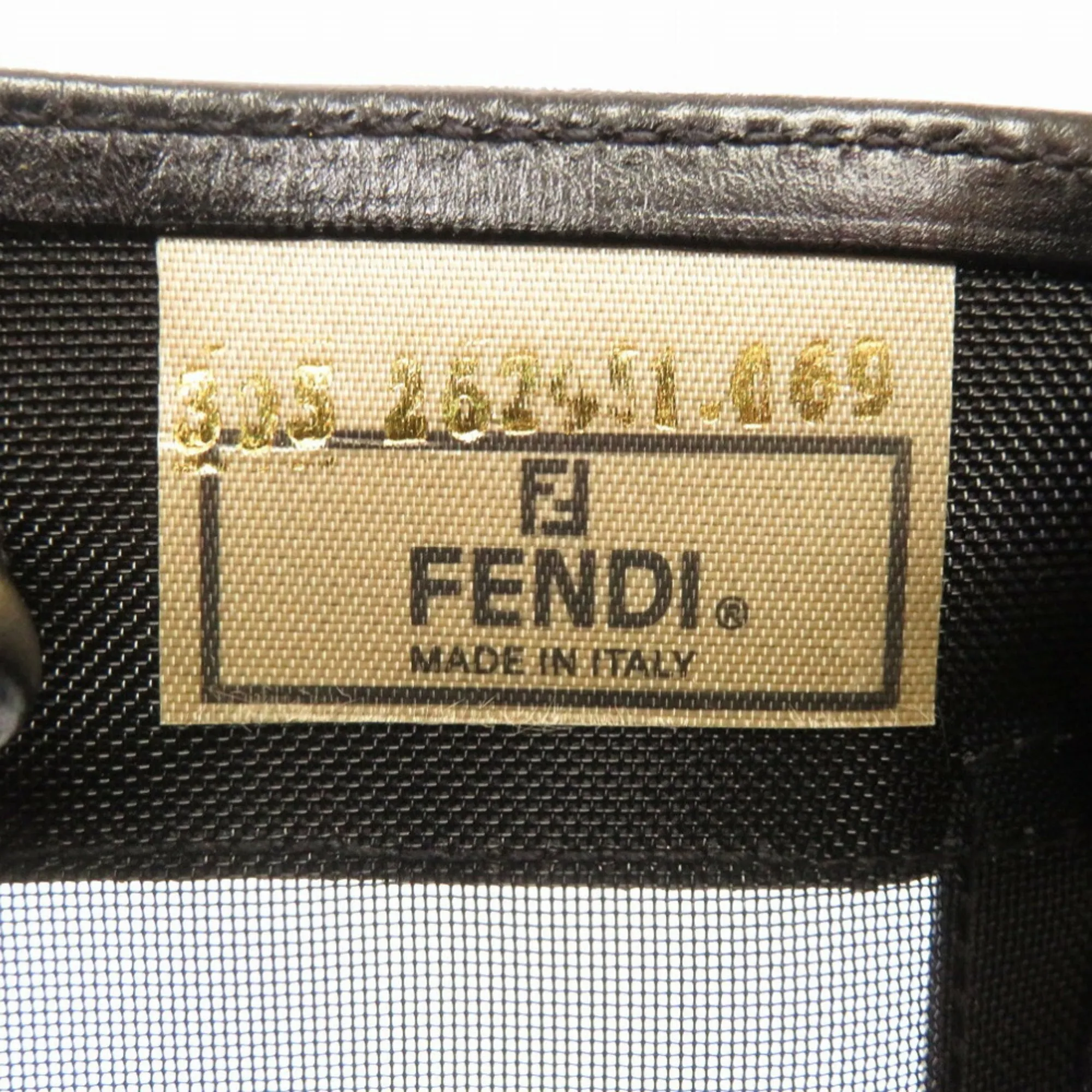 FENDI mesh leather black tote bag 0142