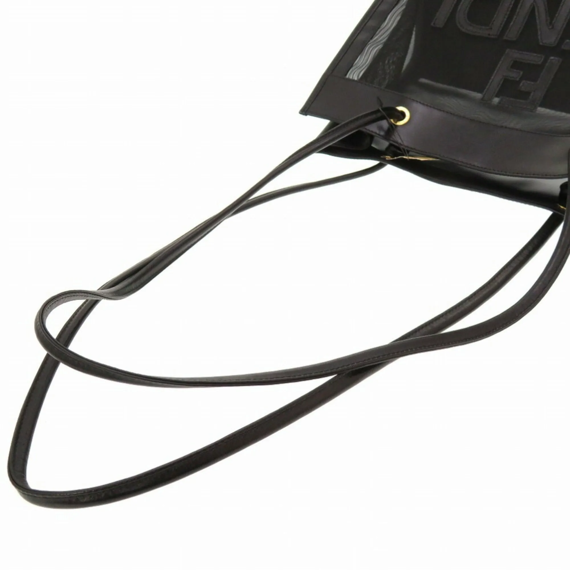 FENDI mesh leather black tote bag 0142