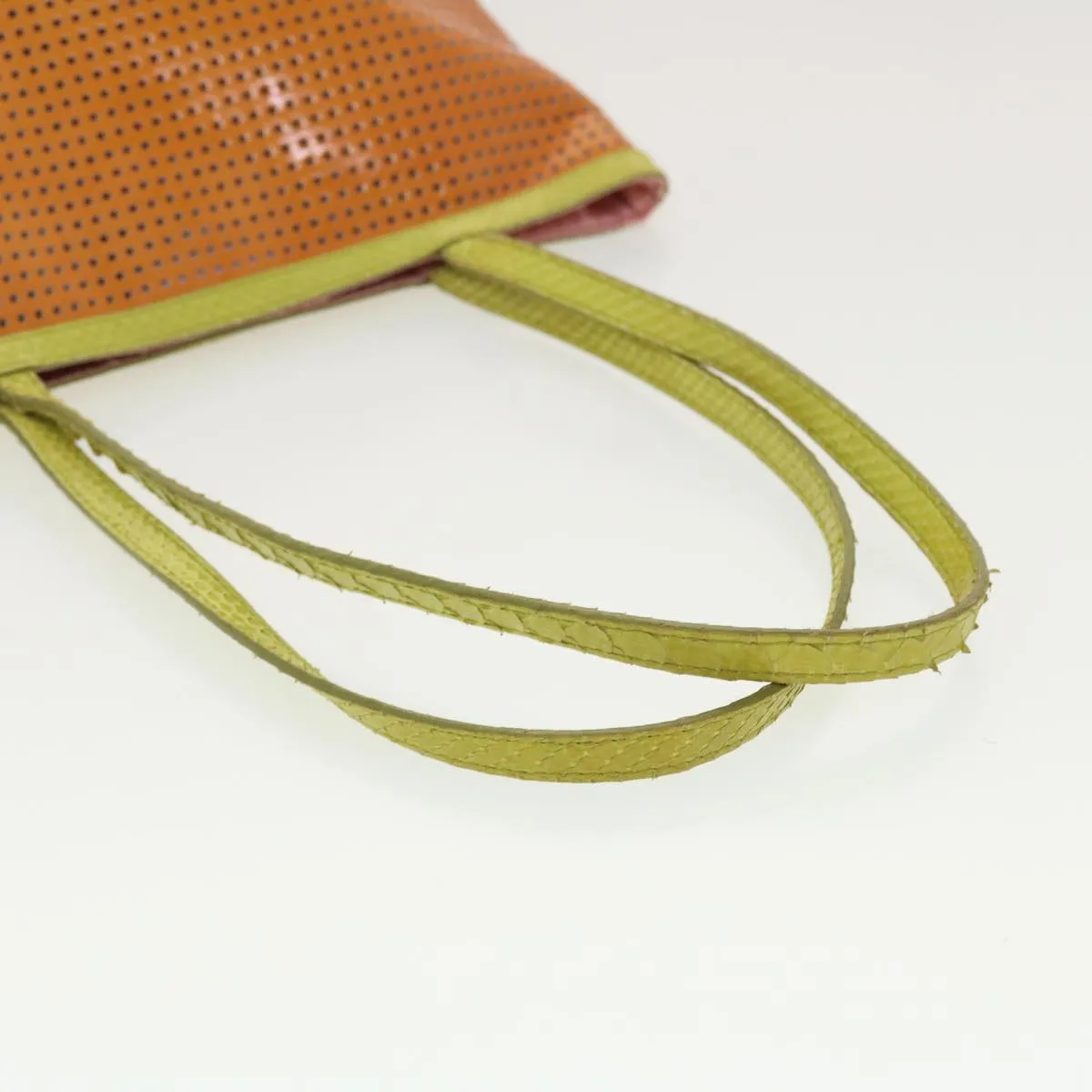 FENDI punching Tote Bag Patent leather Orange 2813-26731-008  rd4723