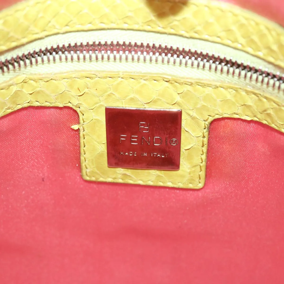 FENDI punching Tote Bag Patent leather Orange 2813-26731-008  rd4723
