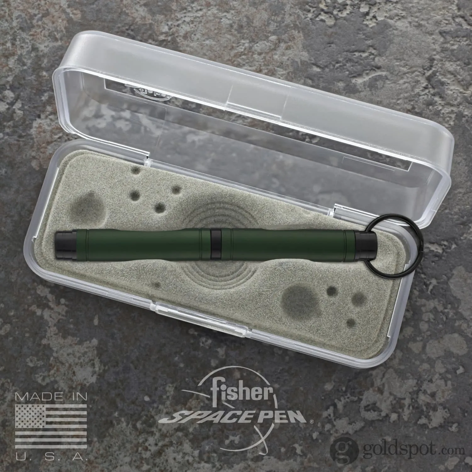 Fisher Space Pen Backpacker Ballpoint Pen in Green Anodized Aluminum with Key Chain