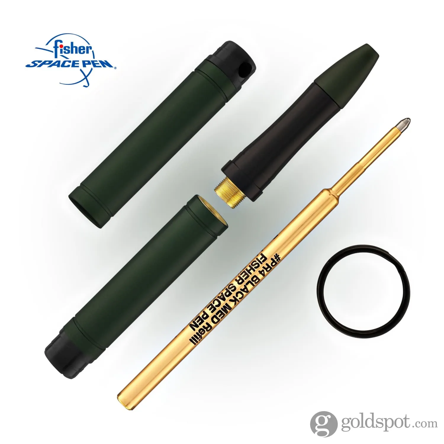 Fisher Space Pen Backpacker Ballpoint Pen in Green Anodized Aluminum with Key Chain