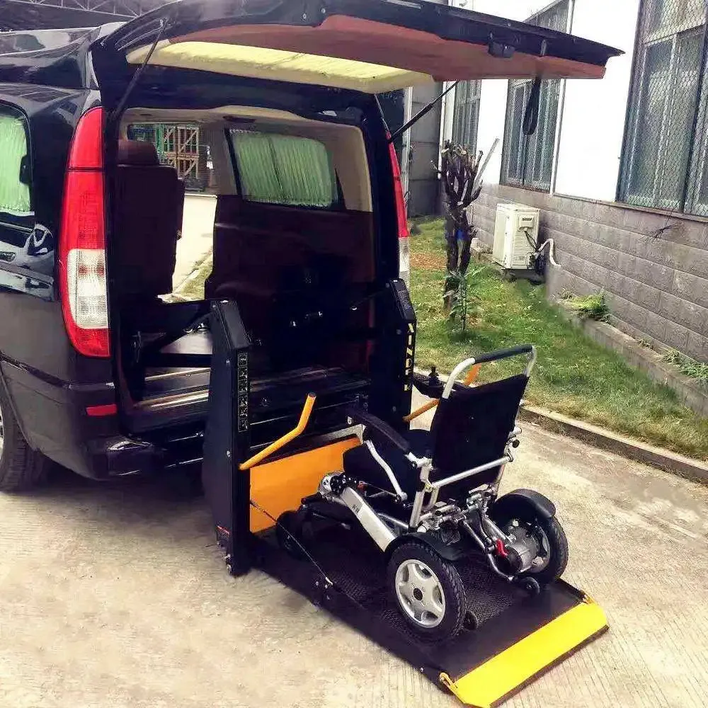 Hydraulic wheelchair lift ramp I Lightweight Carbon Fiber/Aluminum Hydraulic Wheelchair Lift Ramp I Electric Up-Down Loading Ramp for Easy Accessibility