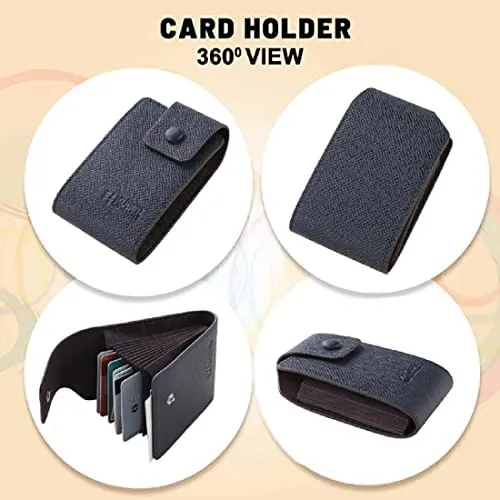 Kuber Industries Card Holder Wallet for Men Women|Debit Credit Card Holder|Wallet for Id, Visiting Card, Buisness Card|Button Closure|Blue (Pack of 4)