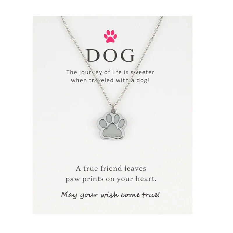 Luminous Dog's Paw Pendant O-type Chain With Stainless Steel Men's And Women's Card Necklace