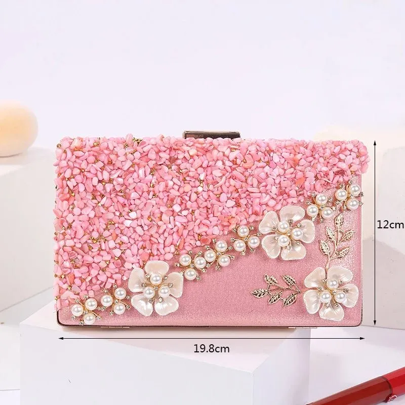 Luxy Moon Women's Crossbody Bag for Ladies Flower Sequin Clutch Purse