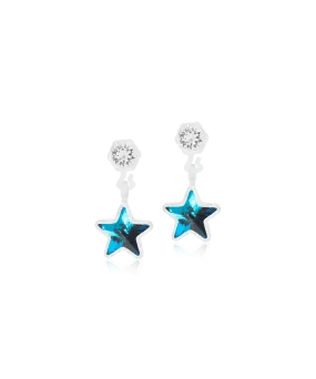 Medical Plastic Pendant Star 4/6 mm, Crystal/Aquamarine
