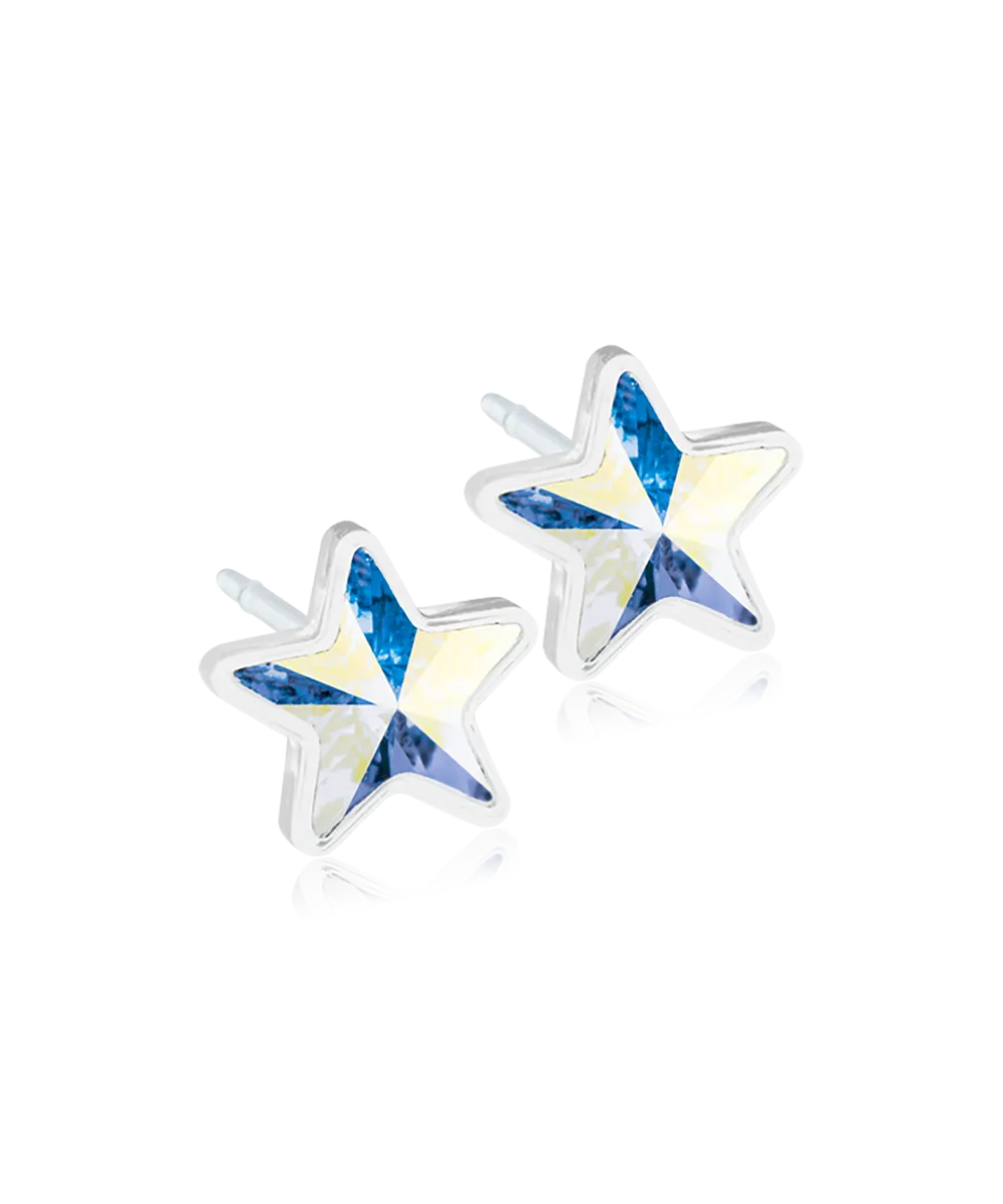 MEDICAL PLASTIC Star 6 mm, Crystal - Skin Friendly Earrings Ireland