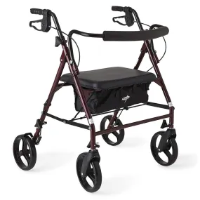 Medline Guardian MDS86800XWS Bariatric Rolling Walker with Seat, Burgundy