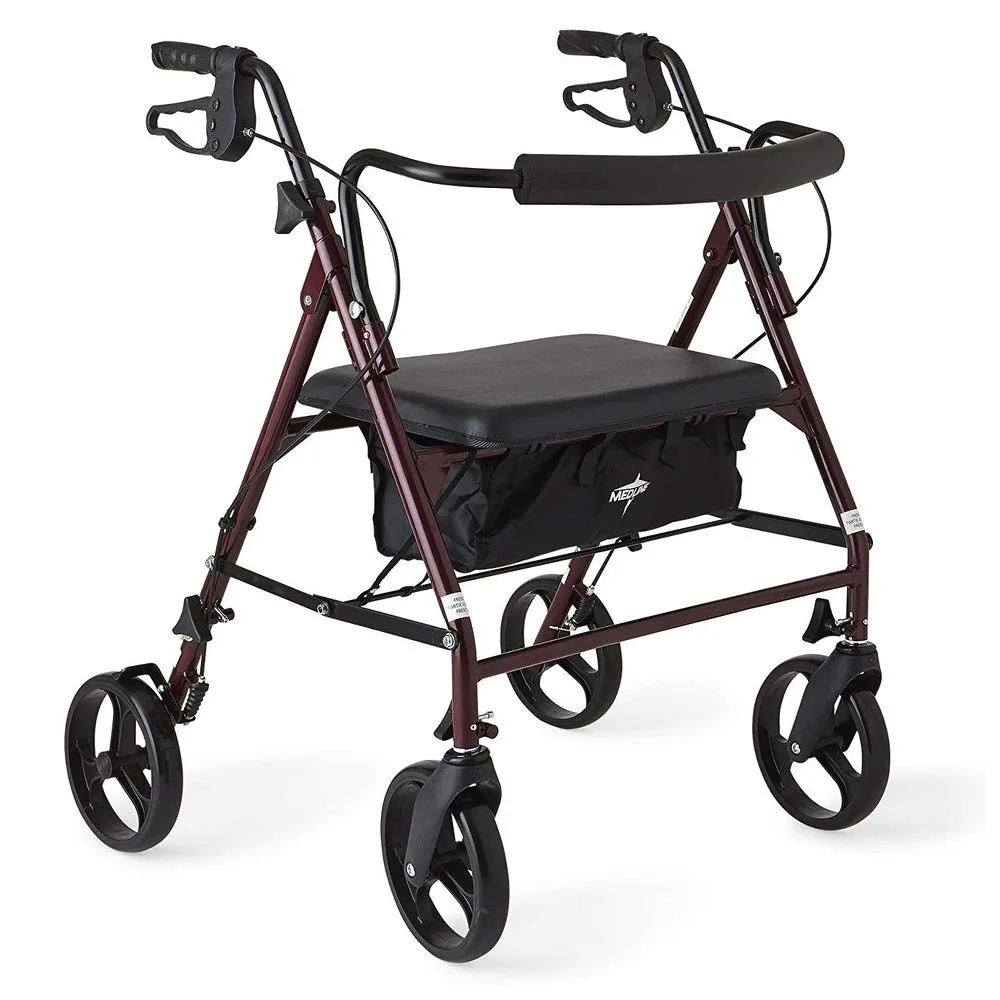 Medline Guardian MDS86800XWS Bariatric Rolling Walker with Seat, Burgundy