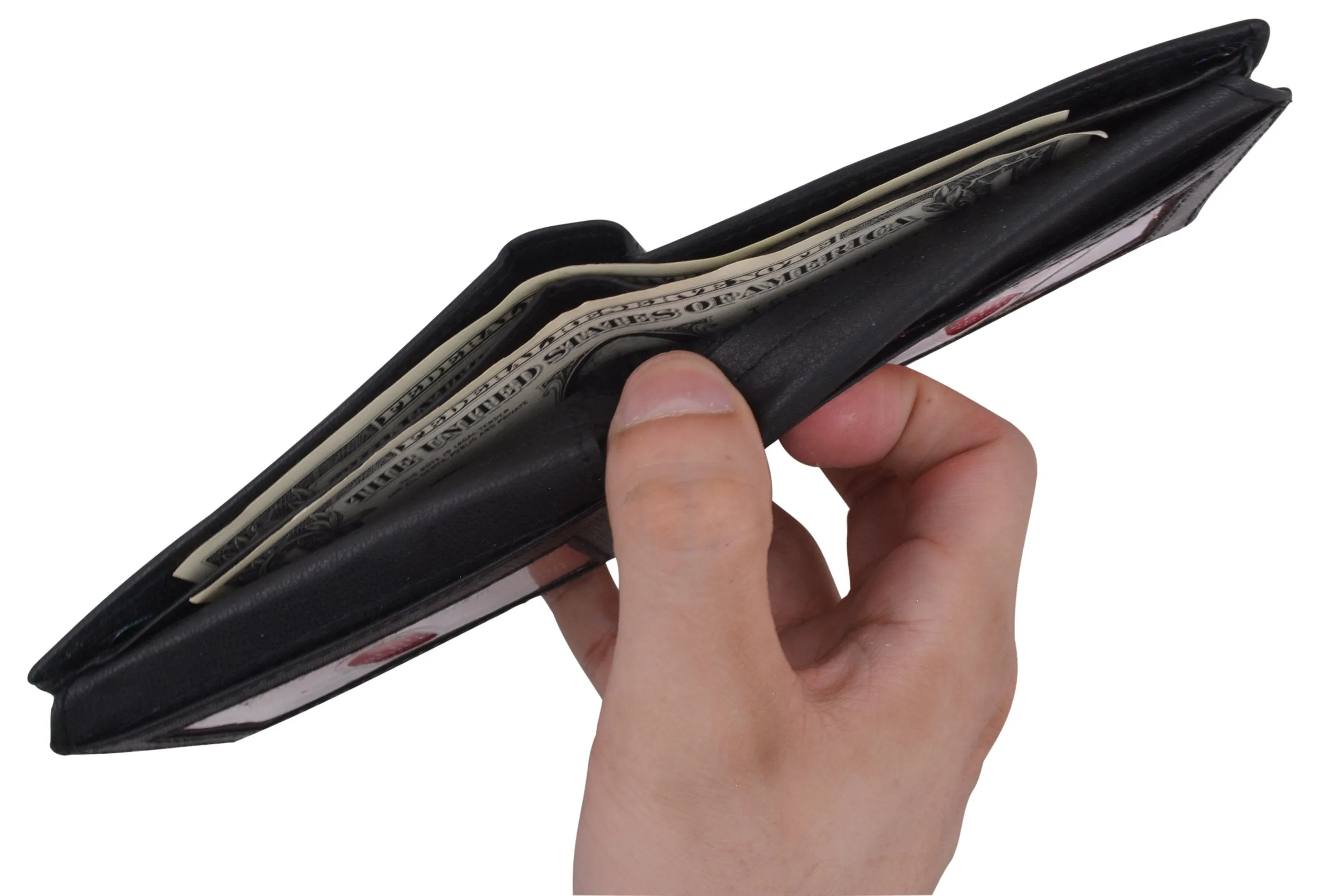 Men's Leather RFID Blocking Double Flap Up ID Windows Bifold Card Holder Wallet / RFID590GT