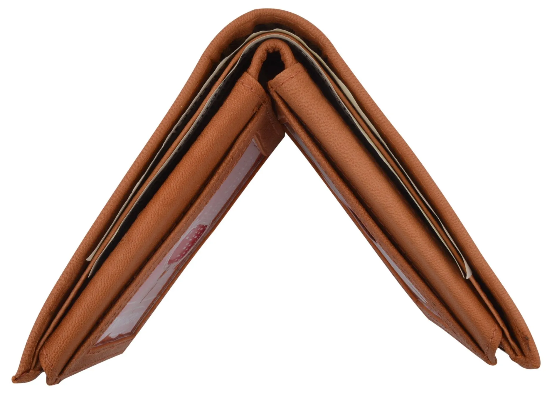 Men's Leather RFID Blocking Double Flap Up ID Windows Bifold Card Holder Wallet / RFID590GT