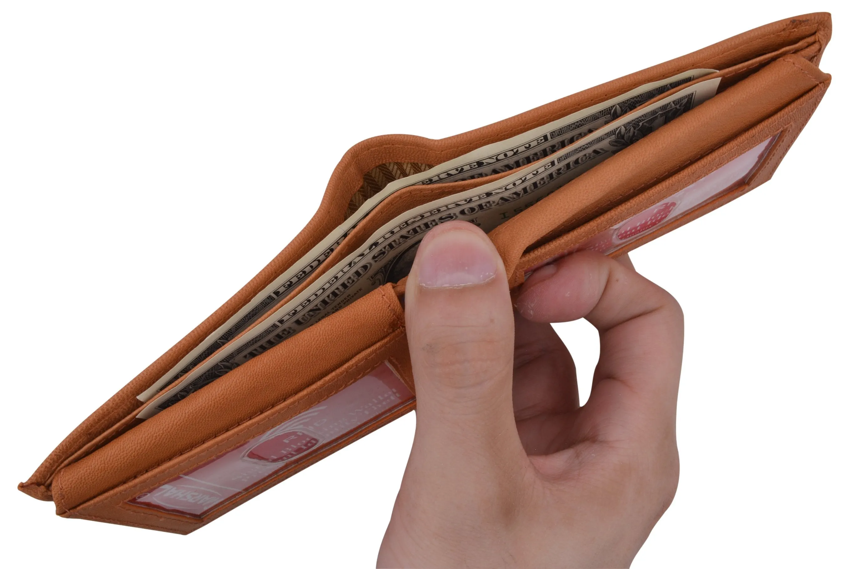 Men's Leather RFID Blocking Double Flap Up ID Windows Bifold Card Holder Wallet / RFID590GT