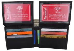 Men's Leather RFID Blocking Double Flap Up ID Windows Bifold Card Holder Wallet / RFID590GT