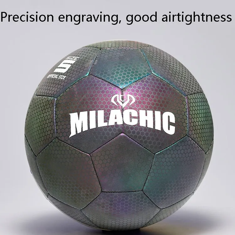 MILACHIC PU Leather Machine Stitch Luminous Fluorescent Reflective Football, Specification: Number 4 (Neon 5033)