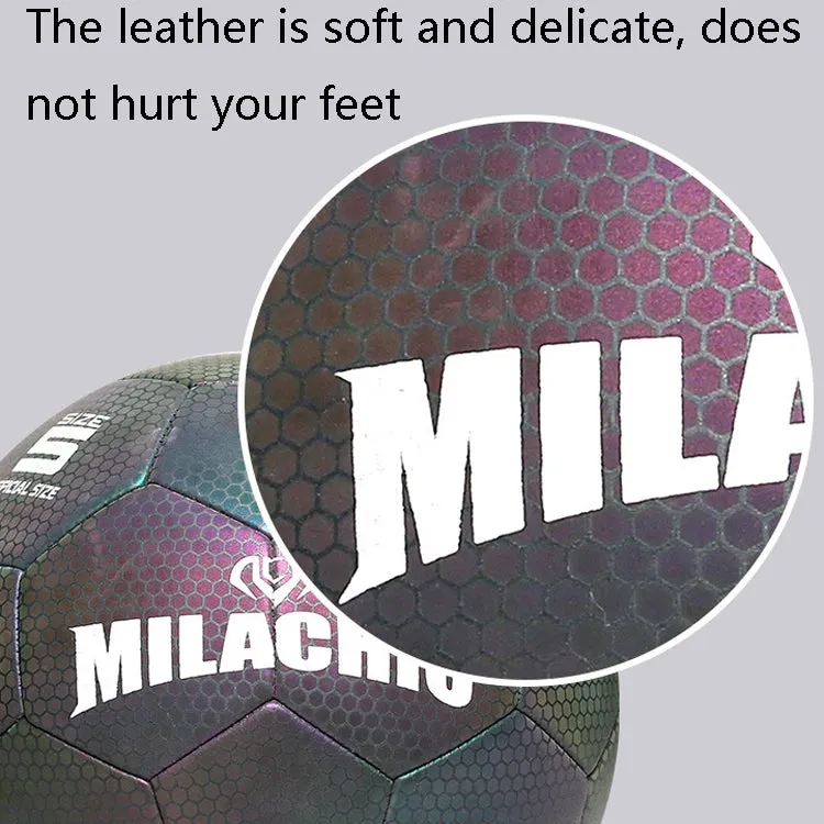 MILACHIC PU Leather Machine Stitch Luminous Fluorescent Reflective Football, Specification: Number 4 (Neon 5033)