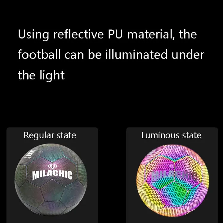 MILACHIC PU Leather Machine Stitch Luminous Fluorescent Reflective Football, Specification: Number 4 (Neon 5033)