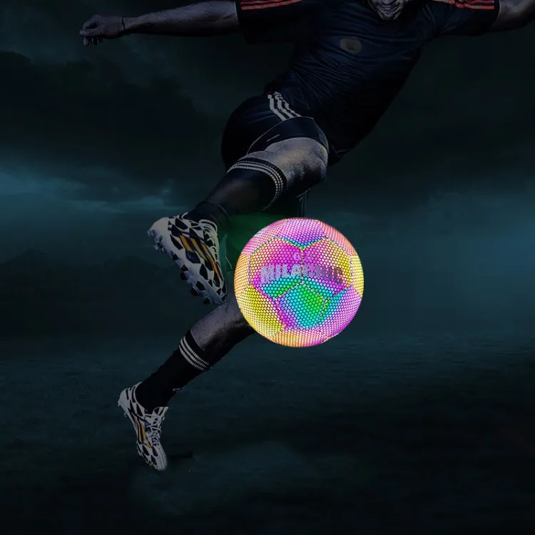 MILACHIC PU Leather Machine Stitch Luminous Fluorescent Reflective Football, Specification: Number 4 (Neon 5033)