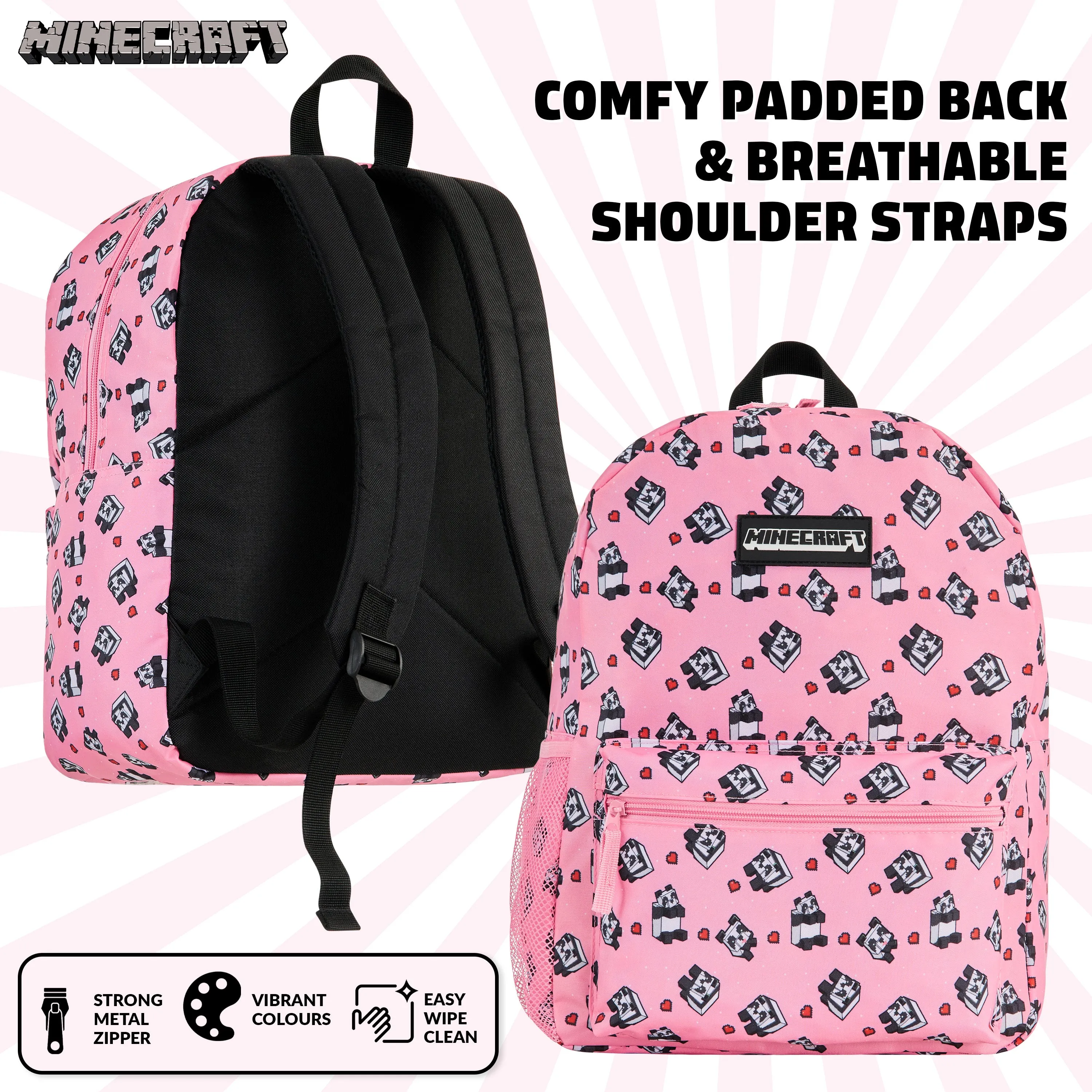 Minecraft School Bag Boys and Girls, Kids Backpack (Pink)
