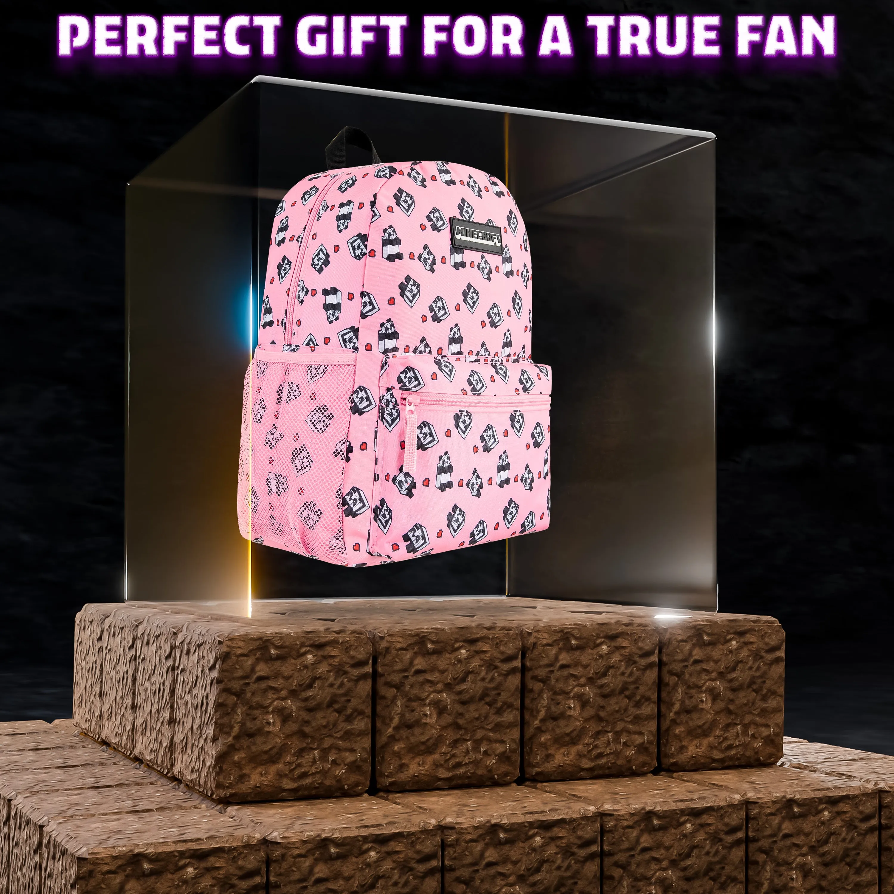 Minecraft School Bag Boys and Girls, Kids Backpack (Pink)